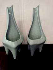 Vintage MCM 50's Stanford Sebring pair   Mint Green speckle Wall Planters picture