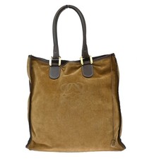 LOEWE Anagram Logo Shoulder Tote Hand Bag Brown Suede Leather 68CB158 picture