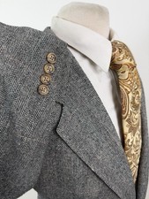 Vintage Hart Schaffner Marx Men’s Gray Herringbone Silk Sport Coat Blazer 48 R picture