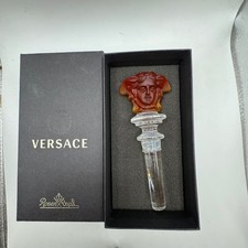Versace Bottle wine Stopper Unisex Amber Medusa Head Rosenthal Crystal Glass NIB picture