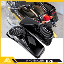 Vivid Black 8 inch Speaker Lids With Tweeter For Harley Touring 2014-2023 Models picture