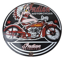 Vintage Indian Motorcycles Sign - Gas Station Service Dealership Ad Sign picture