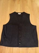 Filson Mackinaw Virgin Wool Vest Black 48 Handwarmer Pockets Slotted Style 20FJ picture