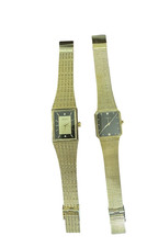 Vintage Geneva Unisex Gold Tone Quartz Dress Watch Textured Bracelet New NOS picture