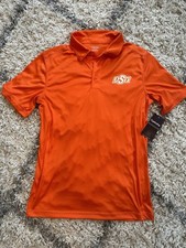 Oklahoma State Cowboys Captivating Short Sleeve Polo Shirt Men M Orange NWT $35 picture