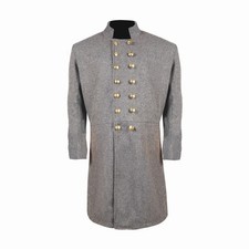 US Civil War Confederate Frock Coat Double Breasted Grey No Braid Size 44 R Item picture