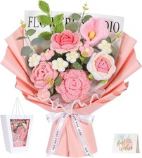 Crochet Flower Bouquet Handmade Knitted Pink 14 in picture