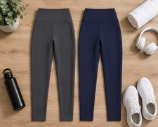NWT LuLaRoe OS One Size Leggings - One Pair Navy Blue, One pair Charcoal Gray  picture