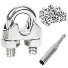 24PCS 3/16 Stainless Steel Wire Rope Cable Clamps M5 Heavy Duty Marine Grade picture