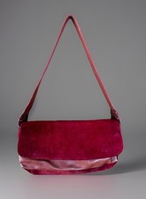 Vintage Arcadia Italy Red Suede Leather Shoulder Bag Y2K Flap Purse 12” W L@@K picture