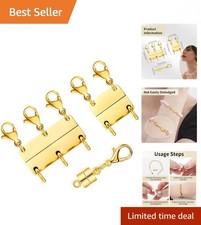 3Pcs 18k Gold Layering Clasps for Elegant Necklaces - Polished Stainless Steel picture