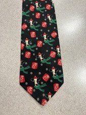Rare Chick-fil-A Managers Christmas Tie Black Santa Hat Cows Eat Mor Chikin HTF picture