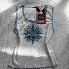 Deadstock Y2K FANG white & baby blue graphic tank top picture