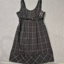 A. Byer Plaid Mini Dress 11 Grey Deadstock Y2K Vintage Coquette Schoolgirl picture