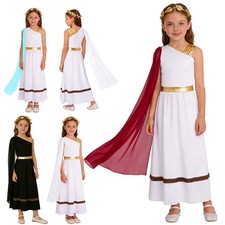 US Greek Princess Costume One‑Shoulder Roman Patchwork Dress Girls Royal Party picture