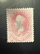 U.S. Stamp #144 90 Cent Carmine 1870-71 National Bank Note Printing H Grill Used picture