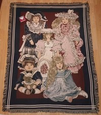 Chatham Porcelain Dolls Collectors Blanket Woven Tapestry Throw NOS 53