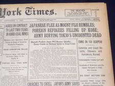 1923 SEP 9 NEW YORK TIMES - JAPANESE FLEE AS MOUNT FUJI RUMBLES - NT 9353 picture