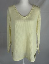 Vintage America Yellow Waffle High Low Sweater Top in Size Medium picture