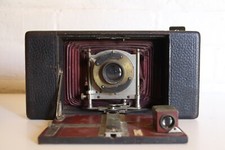 ANTIQUE ANSCO Automatic Red Bellows folding leather Camera picture