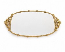 Vintage Matson Gold Ormulu Flower Daisy  Vanity Mirror Tray Large 20” X 11” picture
