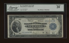 DBR 1918 $1 FRBN New York Fr. 713 Legacy VF-20 Serial B5188887B picture