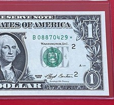 1993 Star note $1 DOLLAR BILL ( New York ) RUN PRINT  3  -UNCIRCULATED picture