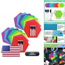 Gueevin 24 Pcs Hexagon Magnetic Dry Erase Boards Rainbow Colors picture