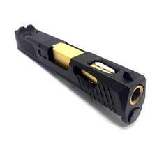 HTA Glock 43 43x 48 Complete Black Reaper Slide RMSc Cut Gold TiN Ported Barrel picture