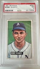 1951 Bowman Bobby Shantz #227 PSA 5 EX Philadelphia Athletics Schantz Error picture