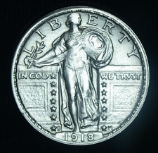 1918-S 25C Standing Liberty Quarter  AU/BU Slider ~ 26539 picture