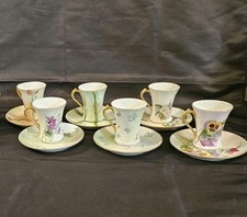 Antique GDA Limoges France Hand Painted Set Of 6 Tea Cups And Saucers  picture
