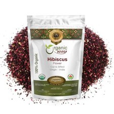 Organic Way Dried Hibiscus Flower Cut & Sifted(Hibiscus rosa-sinensis) | 2 oz picture