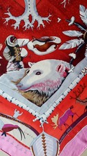 Hermès La Vie du Grand Nord Carré 90 Silk Scarf Aline Honore Red Pink  picture