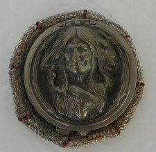 1903 Antique Coin Purse Native American Beaded Silver Plated Pouch picture