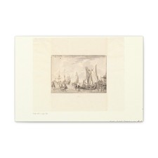 Abraham Storck - Gezicht op enkele vissersschepen - Canvas Wall Art picture