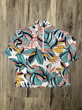 Talbots Cool Crush Tropical Floral Sun Half Zip Top UPF 50 Size Petite Small picture