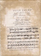 Stop Thief or The Stolen Heart, G. Herbert Rodwell, 1842-43, antique sheet music picture