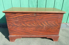 Antique Primitive Pennsylvania Feather Paint Decorated  Blanket Chest Trunk Box picture
