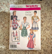 Simplicity 1221 Women's Vintage 1940s Apron Sewing Pattern Reproduction picture