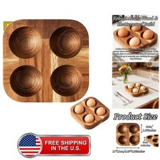 1 Pack Wooden Countertop Egg Holder Four Slot Double Row Compact Design for F... picture