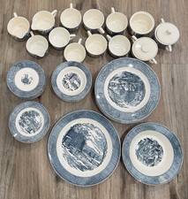 Cavalier Ironstone Vintage Royal China 39pc Blue Historic American Dinnerware picture