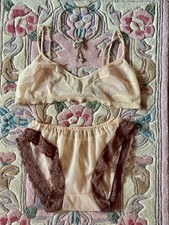 Stunning Mid-Century Beige Nylon Lingerie Set, Size M picture