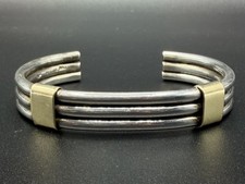 VTG M&J Savitt Sterling Silver & 14k Gold Cuff Bracelet 34g picture