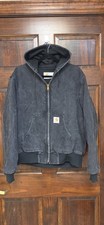 Vintage Carhartt J130 BLK Active Jacket Faded Distressed Hooded Workwear 90s  picture
