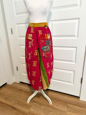 Jaded Gypsy Kantha Sunrise Crop Pants One Size Patchwork Boho Cotton EUC picture