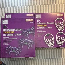 Home Accents Halloween Classics Twinkling LED 3-Pack Spider/Skull 10ft 3 boxes  picture