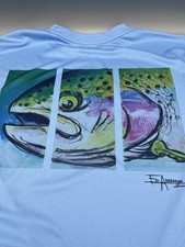 Fincognito Men's Sun Protective Fishing Shirt Lt. Blue Rainbow Trout - Size XL picture