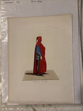 Italian Fashion Designer costumes 13th-15th Century Art Hand colored 1844 9x12” picture