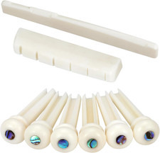 6 String Acoustic Guitar Bone Bridge Saddle and Nut and 6Pcs Guitar picture